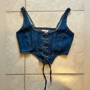 Lone Star Denim Lace-Up Crop Top size M